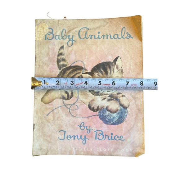 Vintage 1945 Baby Animals Cloth Childs Book By Tony Brice Pub Rand McNally SEE - Picture 7 of 7